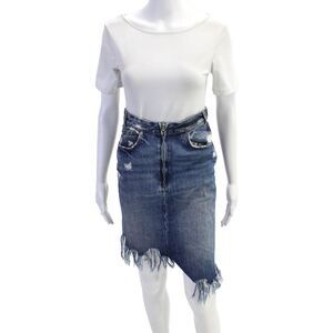 Trf Collection Zara Womens Asymmetrical Denim Skirt Blue Size XS